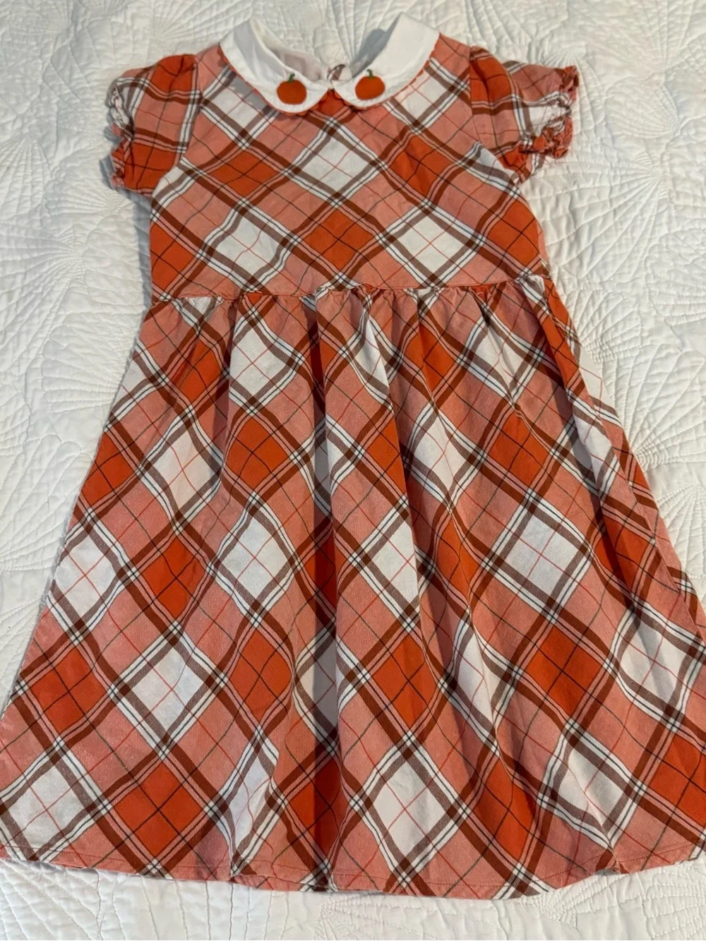 Gymboree Orange Plaid Dress with pumpkin collar